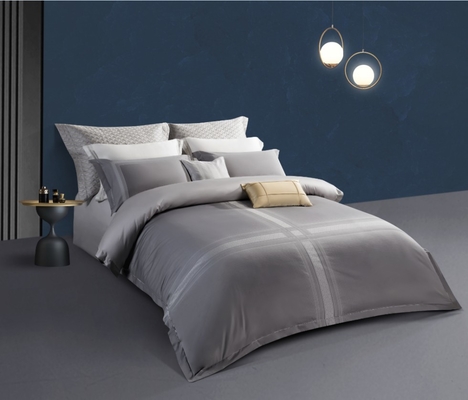 Grigio chiaro Oeko Tex Standard 100 copertura di copriletto Re doppio set di copriletto