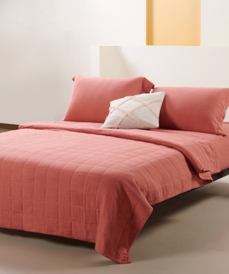 OEM Rayon Linen Quilt Set Solid Sustainable Burned Orange Quilt Set