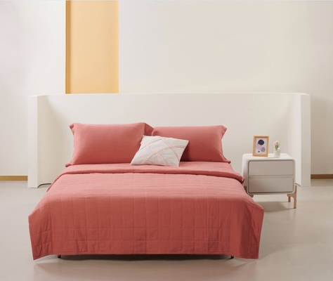 OEM Rayon Linen Quilt Set Solid Sustainable Burned Orange Quilt Set