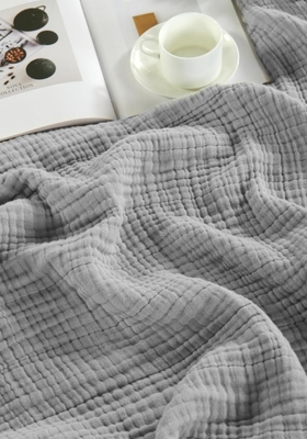 Coperte di muslino a strati grigio chiaro OEM Coperte di cotone per adulti