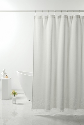Tende da doccia grigio chiaro Jacquard 95% cotone 5% poliestere riciclato