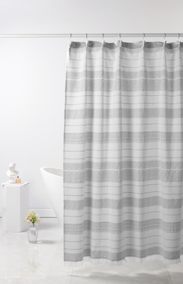 Tende da doccia in poliestere cotone Jacquard Tende da doccia a strisce grigio