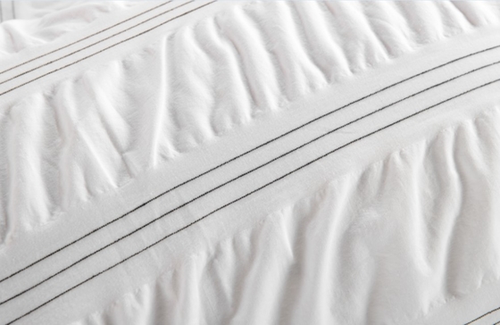 Seersucker cotone riciclato poliestere set copriletto bianco sostenibile copriletto bianco re