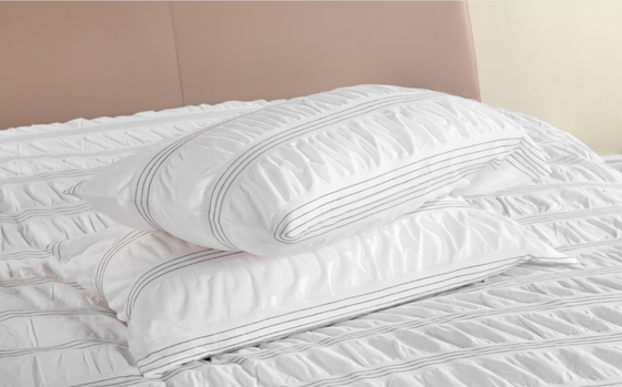 Seersucker cotone riciclato poliestere set copriletto bianco sostenibile copriletto bianco re