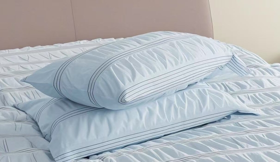 Seersucker cotone riciclato poliestere set di copriletto sostenibile blu chiaro copriletto re
